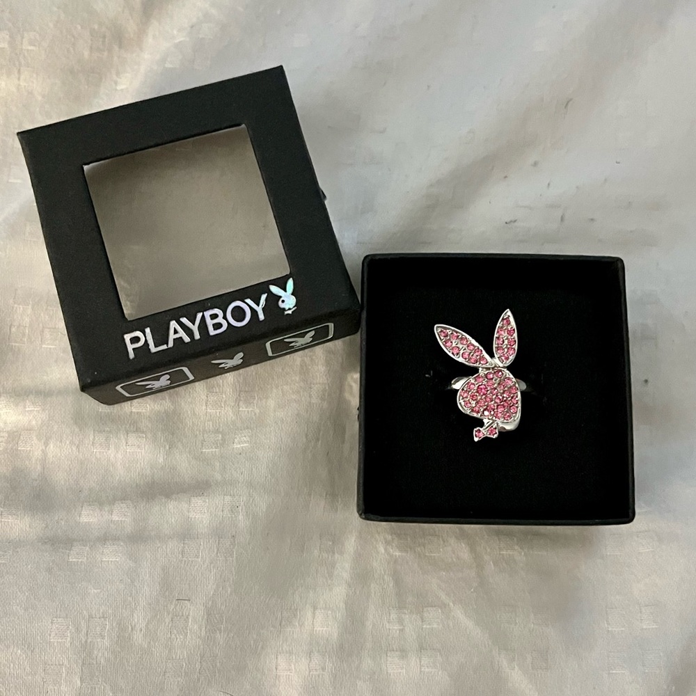 Playboy Bunny Ring with Real Pink Swarovski Stones